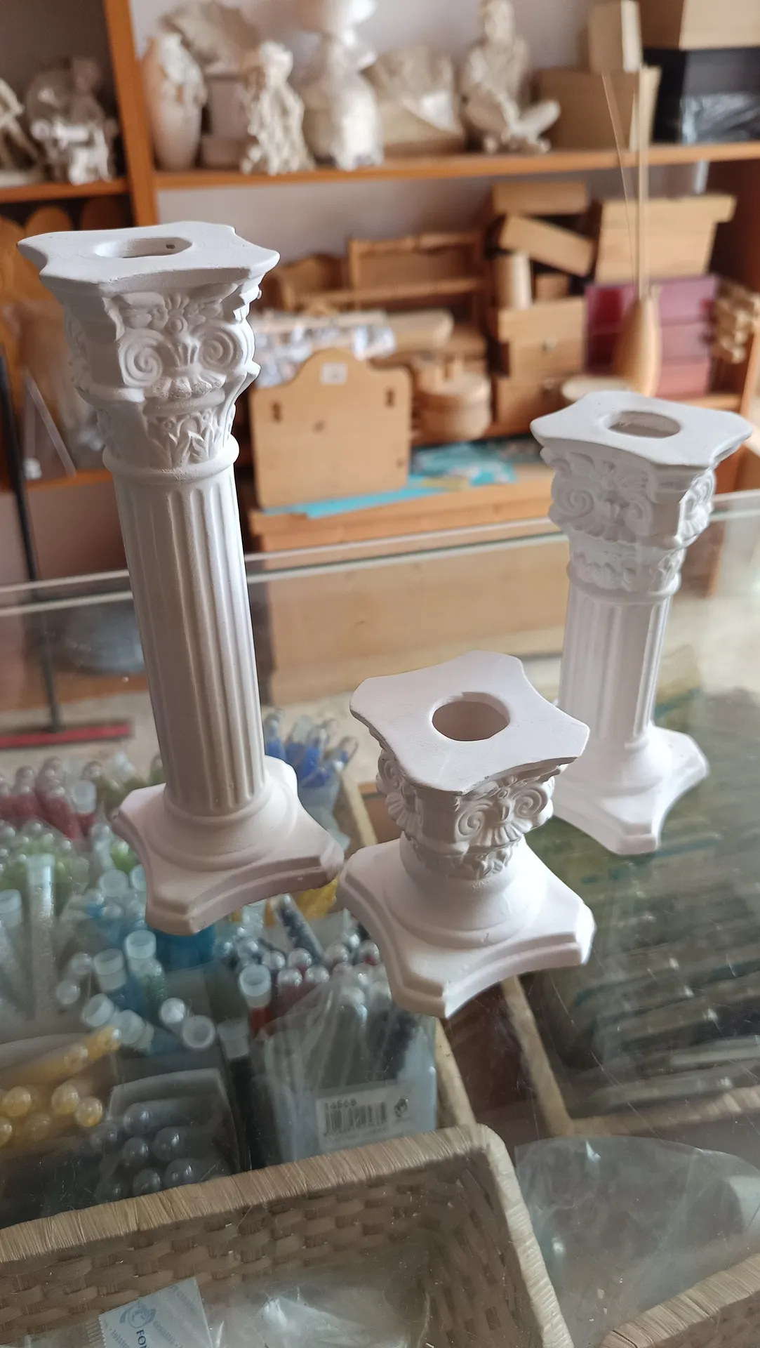 Conjunto Portavelas columnas escayola